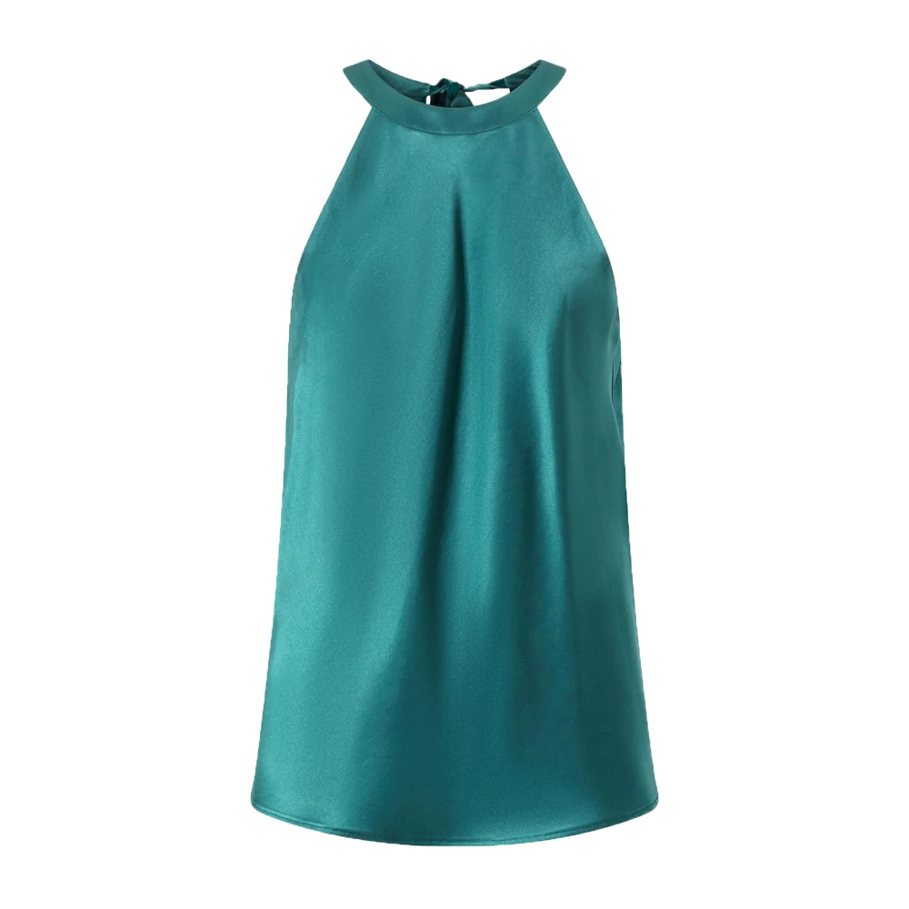 pinko Satijnen Mouwloze Top met Striksluiting Green Dames