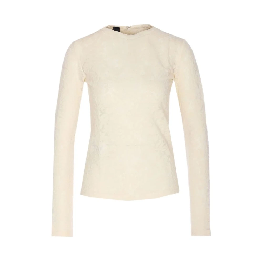 Pinko Women's Beige Marinara Knit Blouse - Round-Neck Knitwear - M - Knitwear