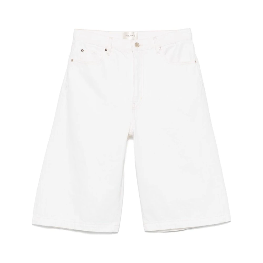 Frame Witte Knoop Rits Klassieke Zak Jeans White Dames