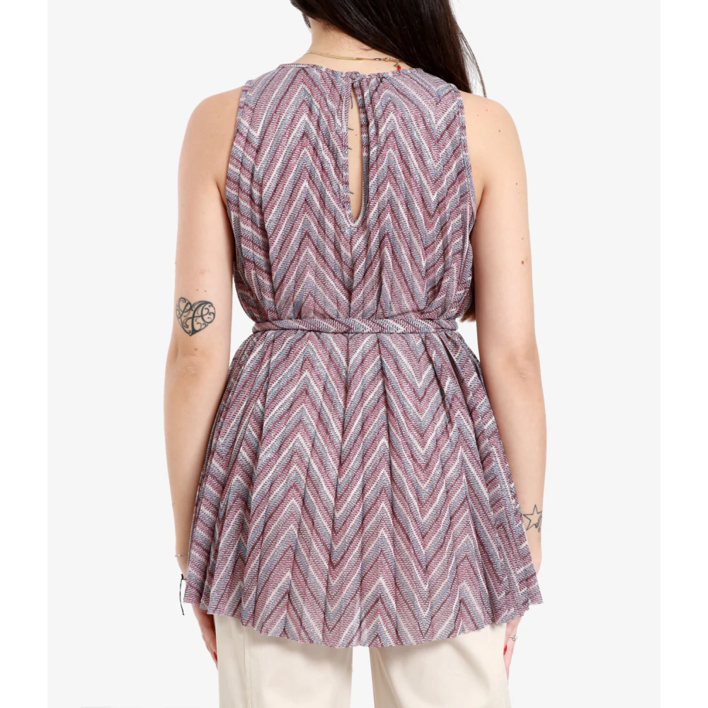 Kaos Gedessineerde Mouwloze Top met Lint Taille Multicolor Dames