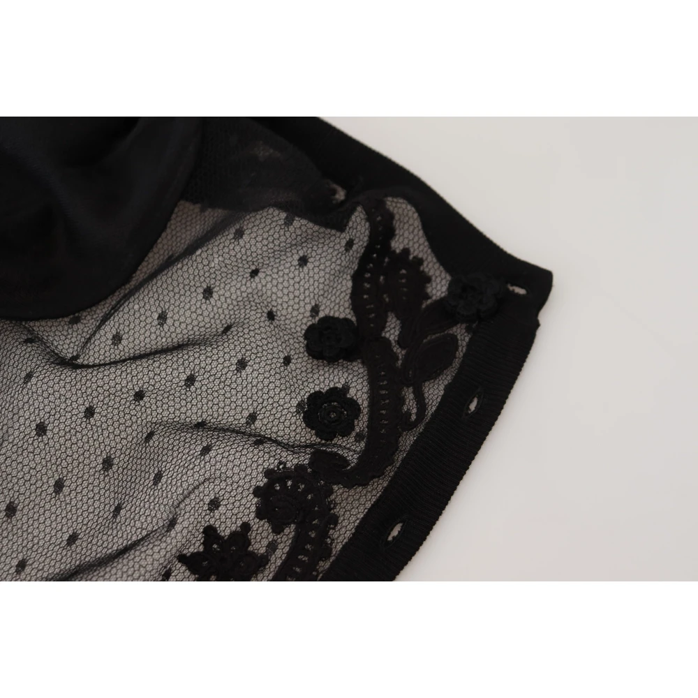 Dolce & Gabbana Elegante Zwarte Bloemen Kant Vest Black Dames