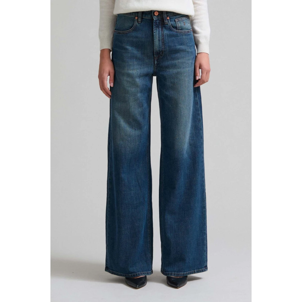 Jeckerson Jacky Broek 5 zakken palazzo fit Blue Dames