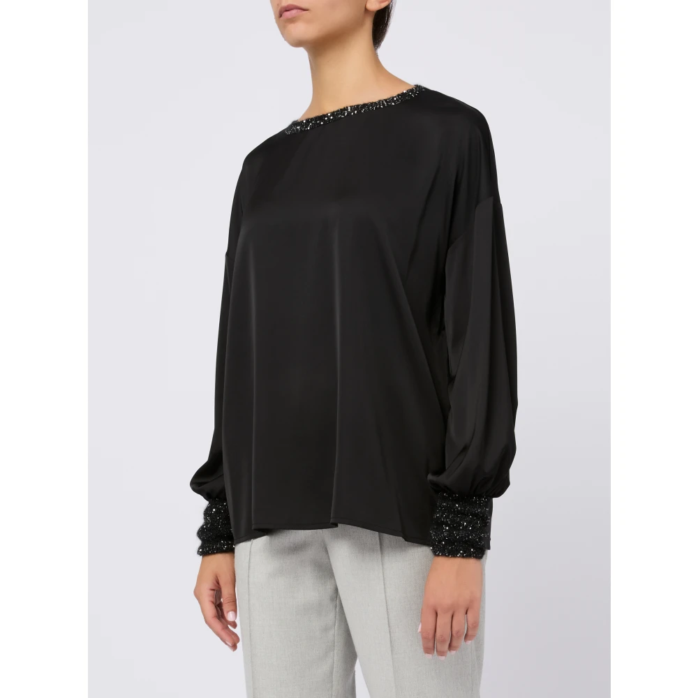 D.Exterior Zwarte Wijdvallende Lange Mouwen Blouse Black Dames