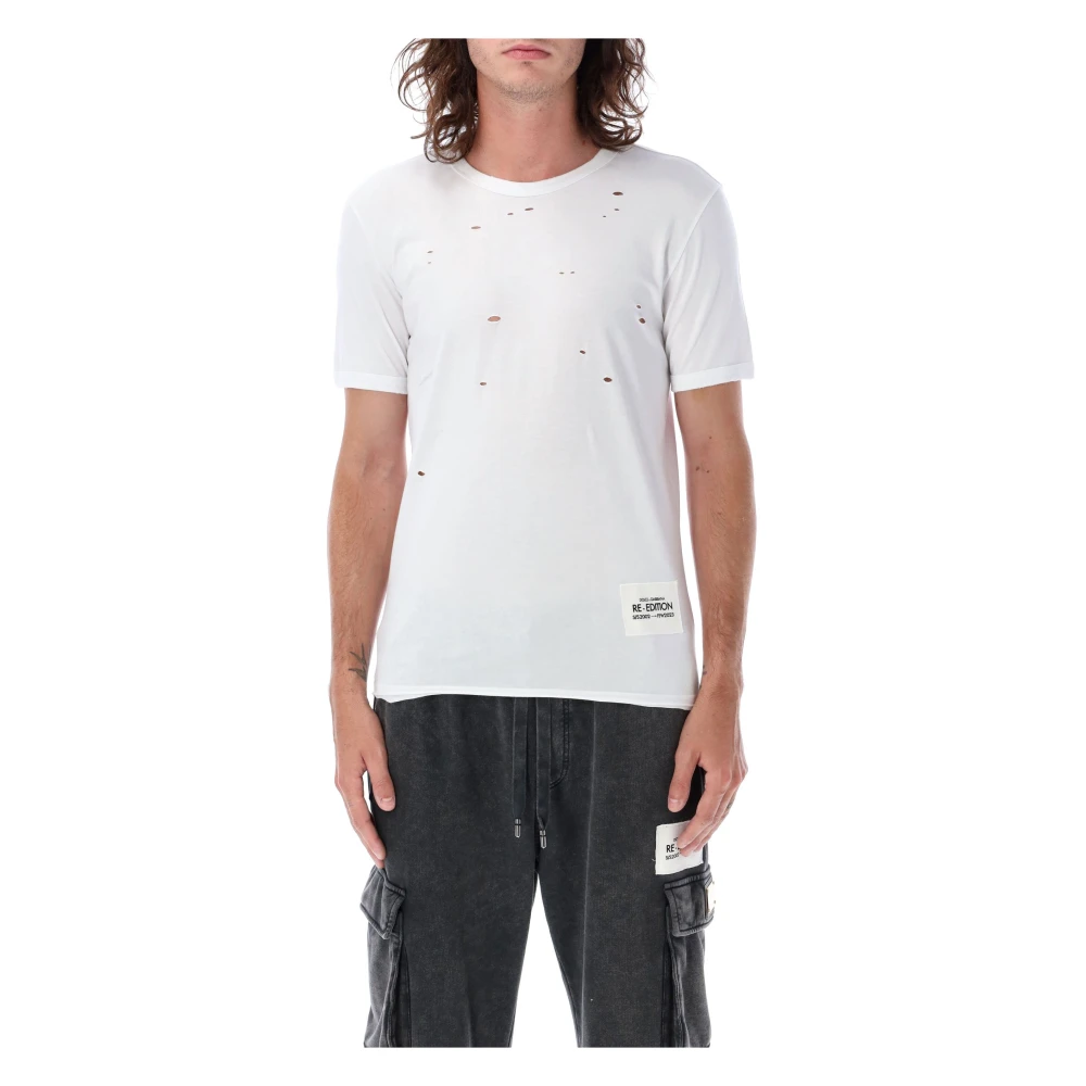 Dolce & Gabbana Gestreept Crewneck T-Shirt Upgrade Wit White Heren