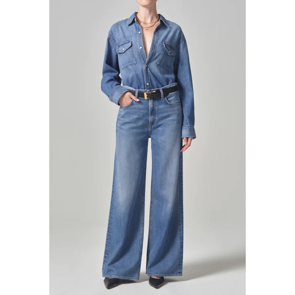 Citizens of Humanity Baggy Wide Leg Boot Cut Jeans Blue Dames