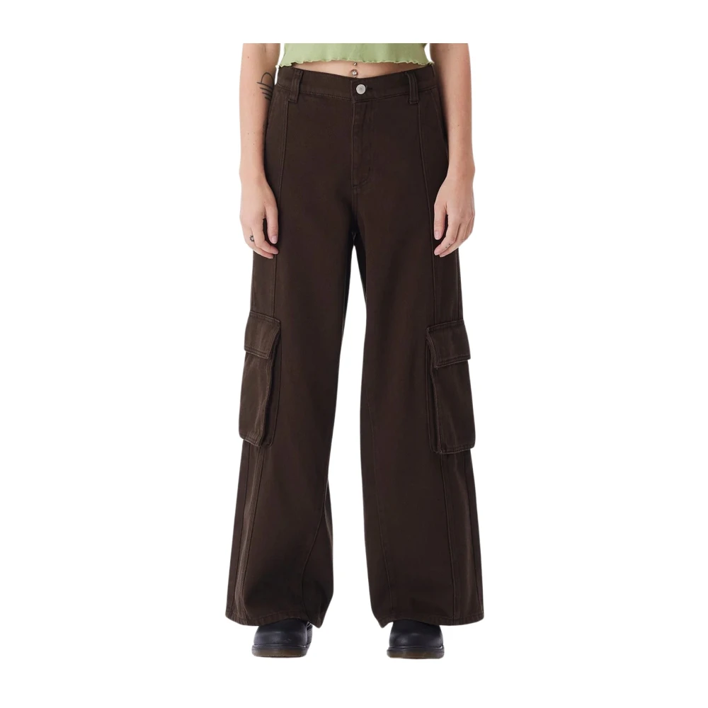Obey Cargo Denim Broek in Bruin Brown Dames