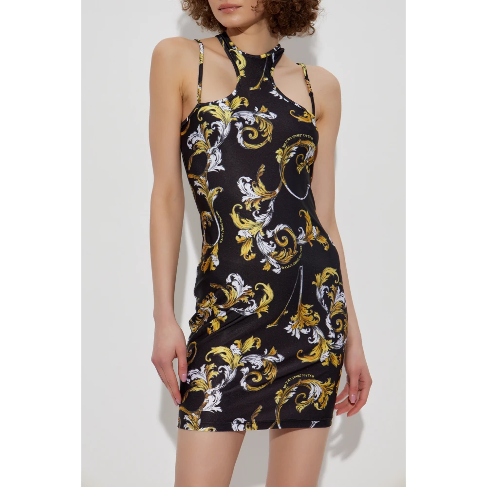 Versace Jeans Couture Jurk met Barocco-print Black Dames