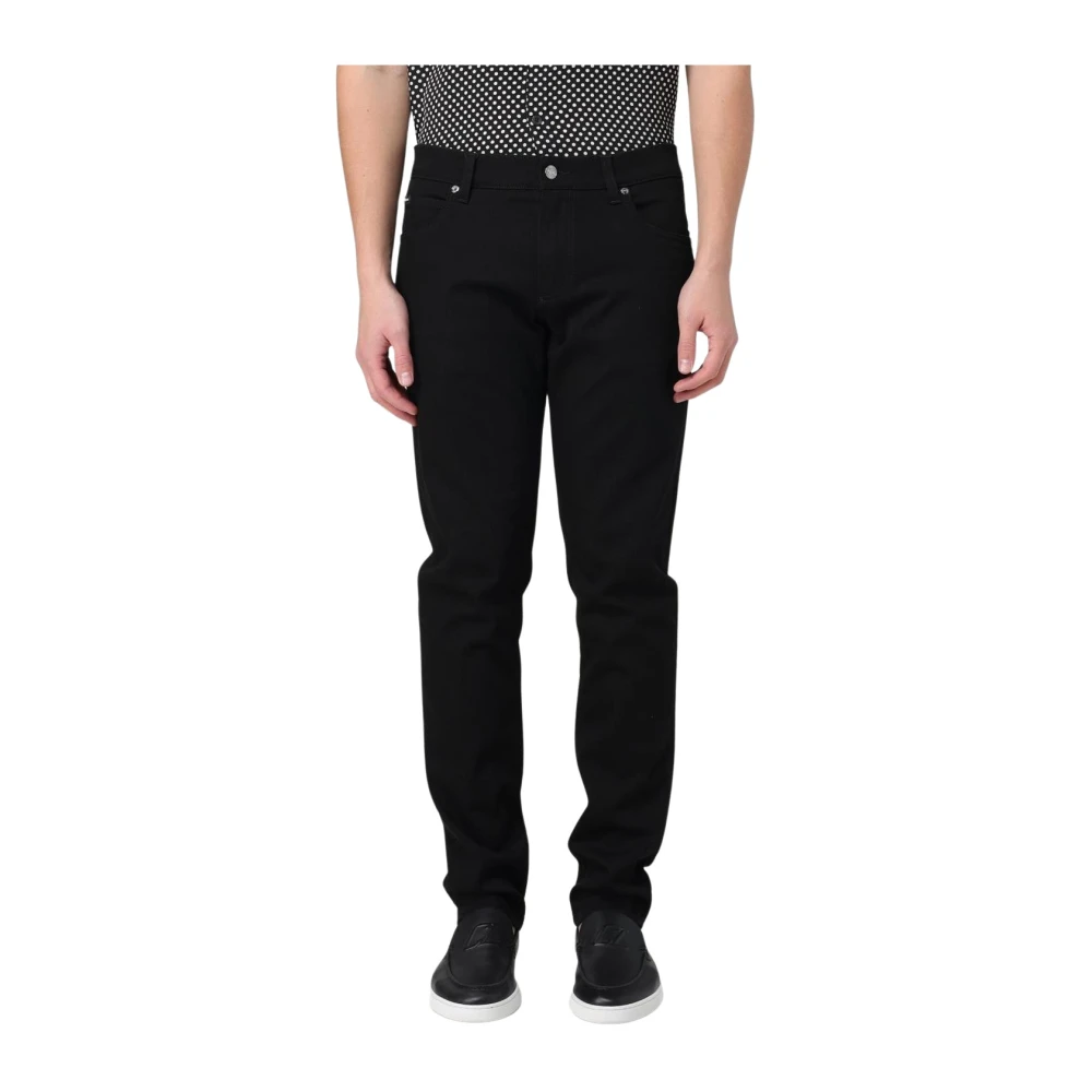 Dolce & Gabbana Men's Black Slim Fit Distressed Jeans