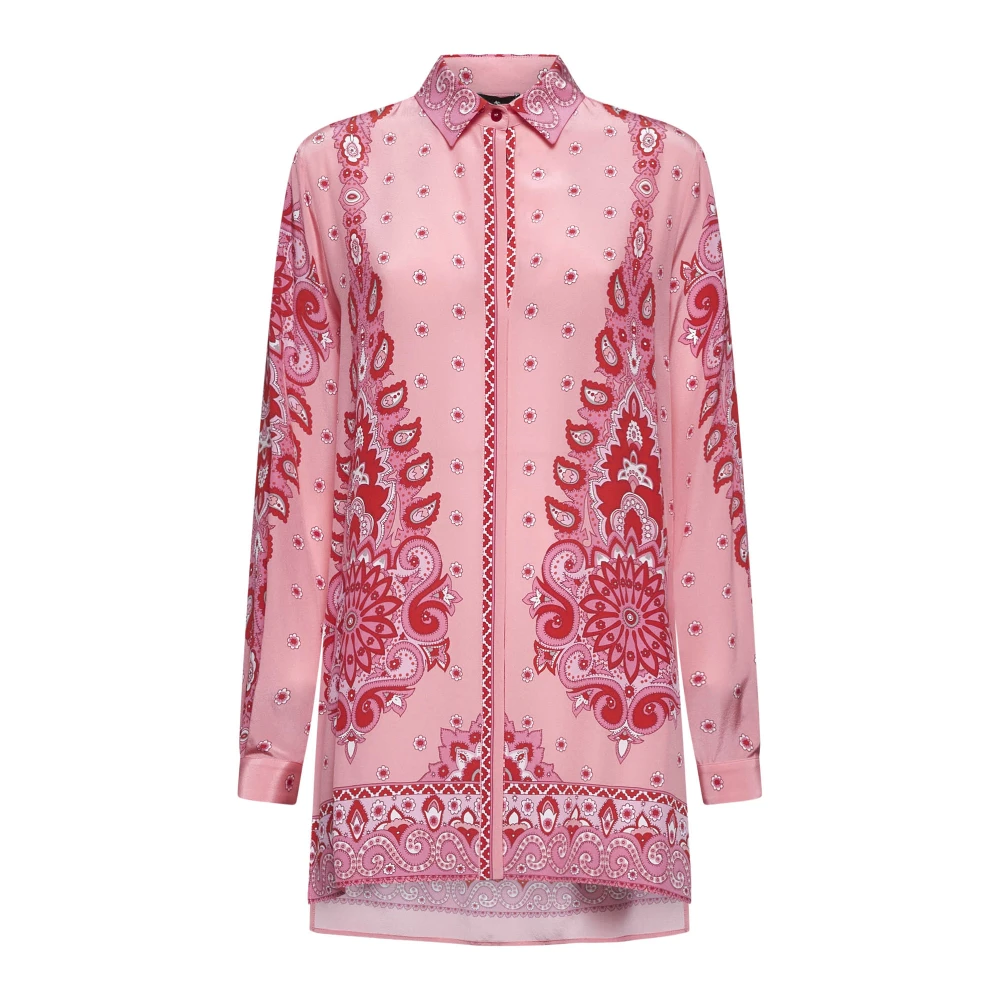ETRO Roze Bloemen Paisley Zijden Overhemd Pink Dames