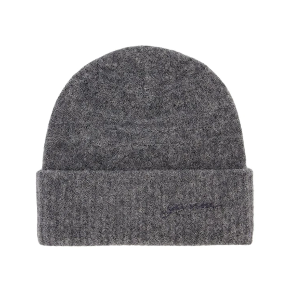 Ganni Ull Beanie i Grå Alpacka Merino Gray, Dam