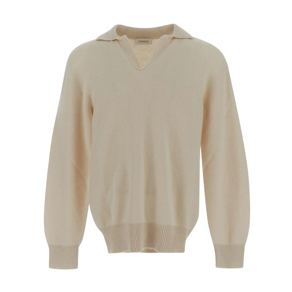Laneus Wollen Gebreide Polo Yellow Heren