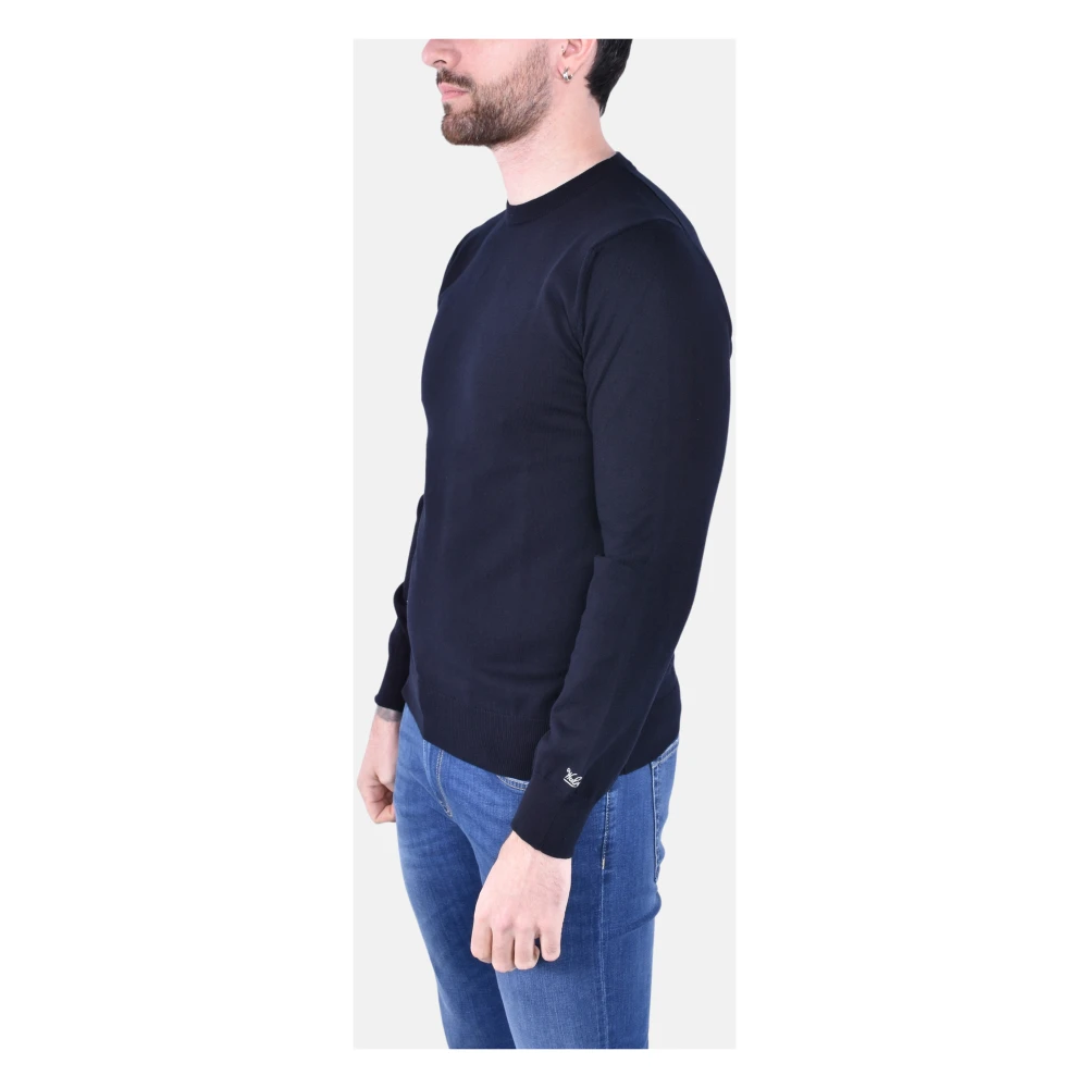 Woolrich Katoenen Crewneck Jersey Logo Sweater Blue Heren