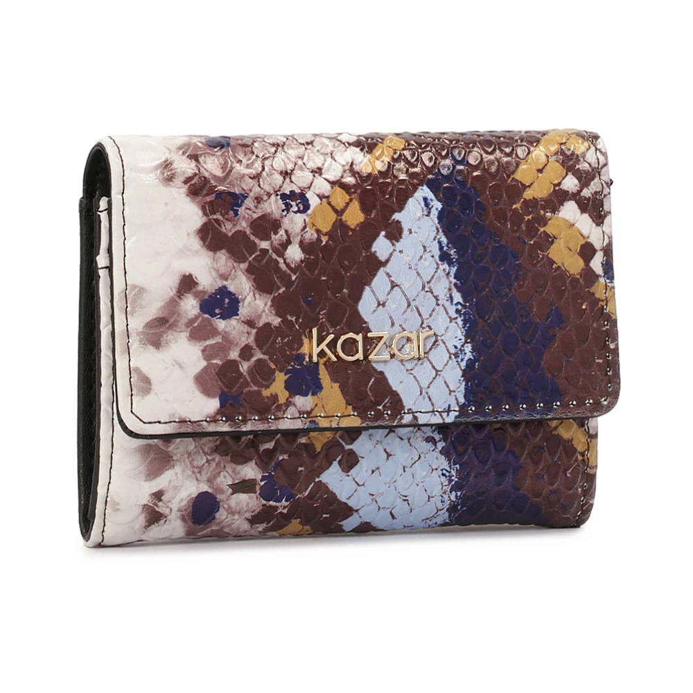 Kazar Gestreepte kleurrijke reliëflederen portemonnee Multicolor Dames