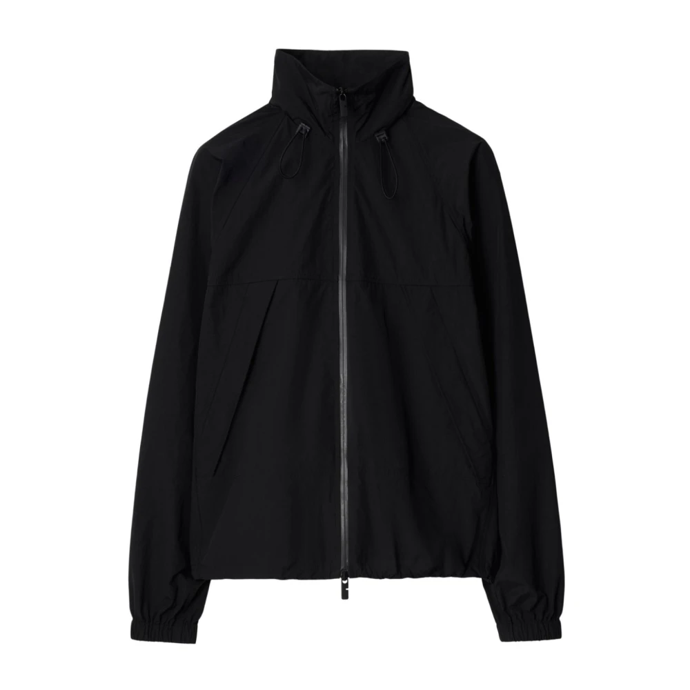 Burberry Zwarte Jas met reliëfprint en Ritssluiting Black Heren