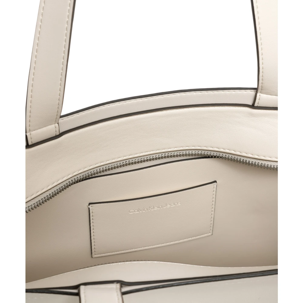 Calvin Klein Jeans Stijlvolle Rits Tote Tas White Dames