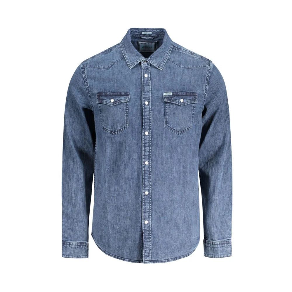 Guess Blauw Katoenen Overhemd Blue Heren