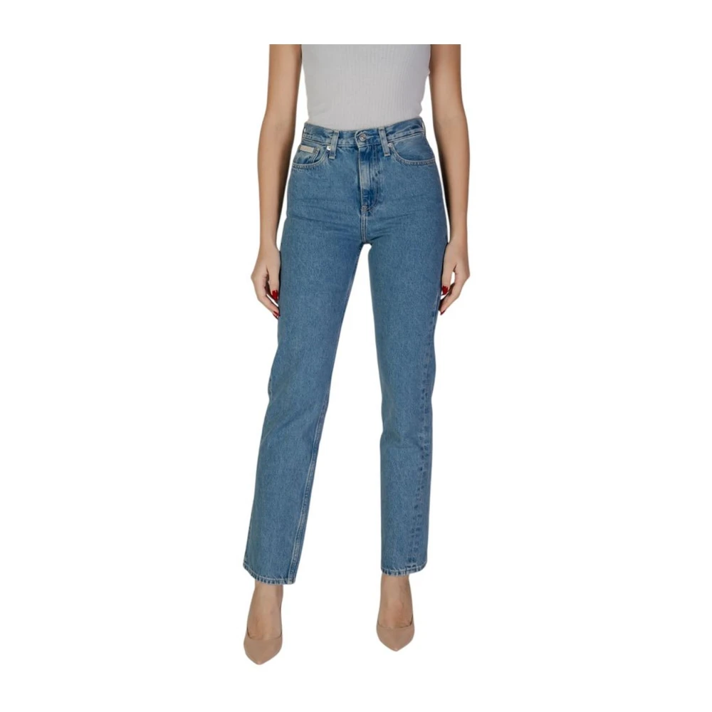 Calvin Klein Jeans Blauwe Katoenen Mom Fit Jeans Blue Dames