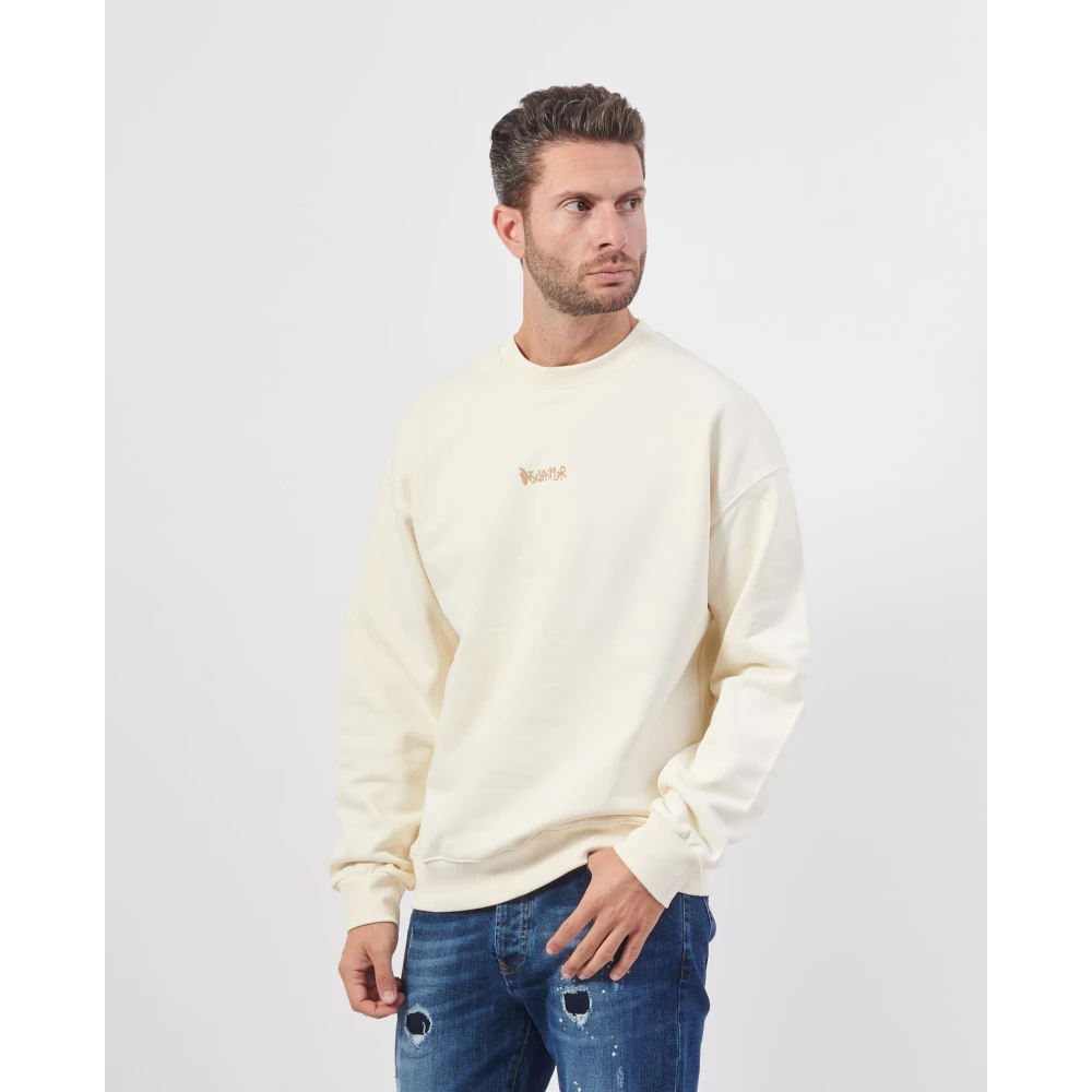 Disclaimer Witte Crewneck Sweatshirt met Lange Mouwen White Heren