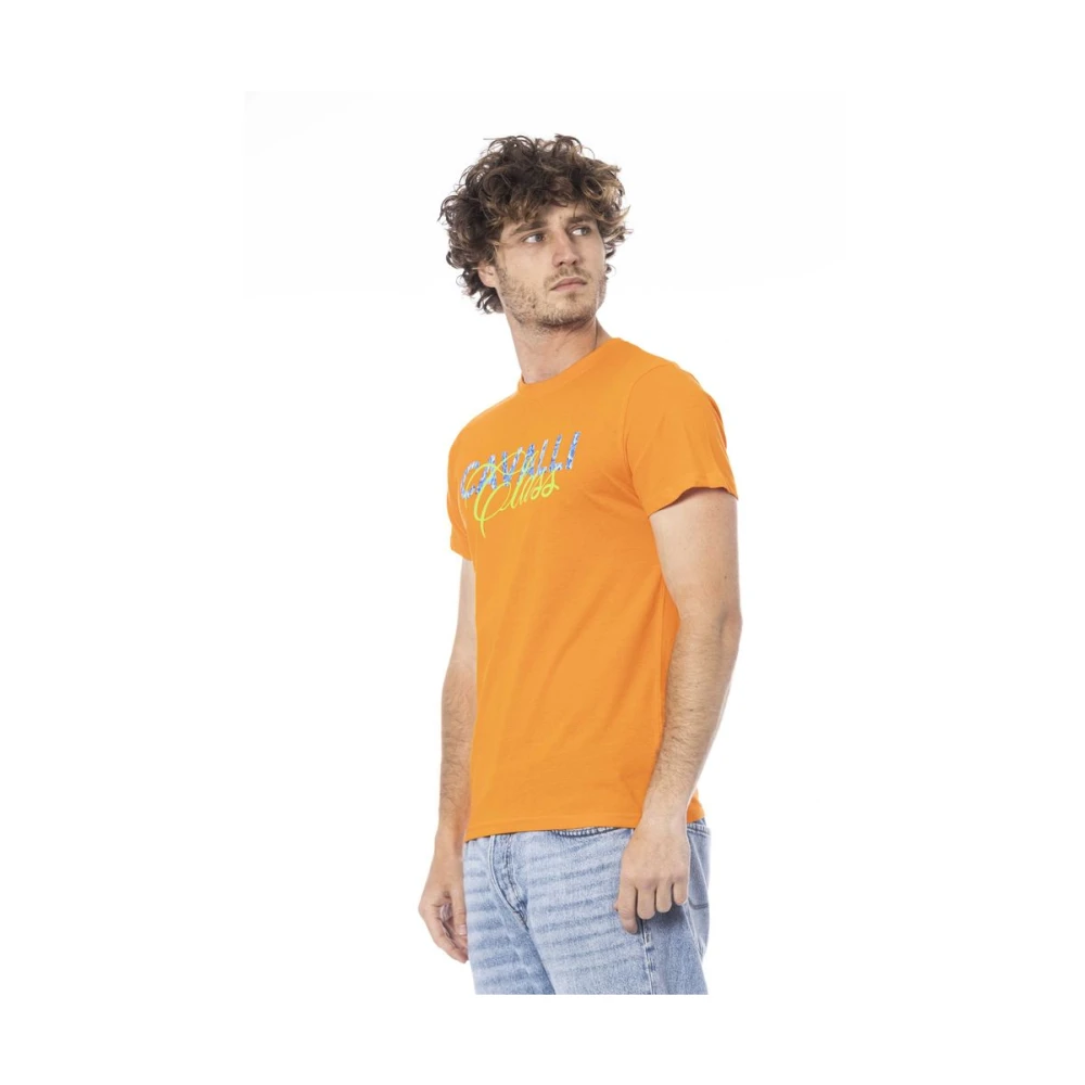 Cavalli Class Oranje Logo Print T-Shirt Orange Heren