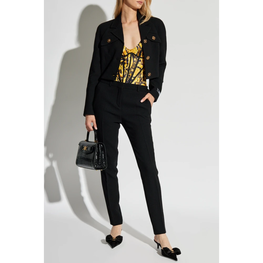 Versace Korte wollen jas Black Dames