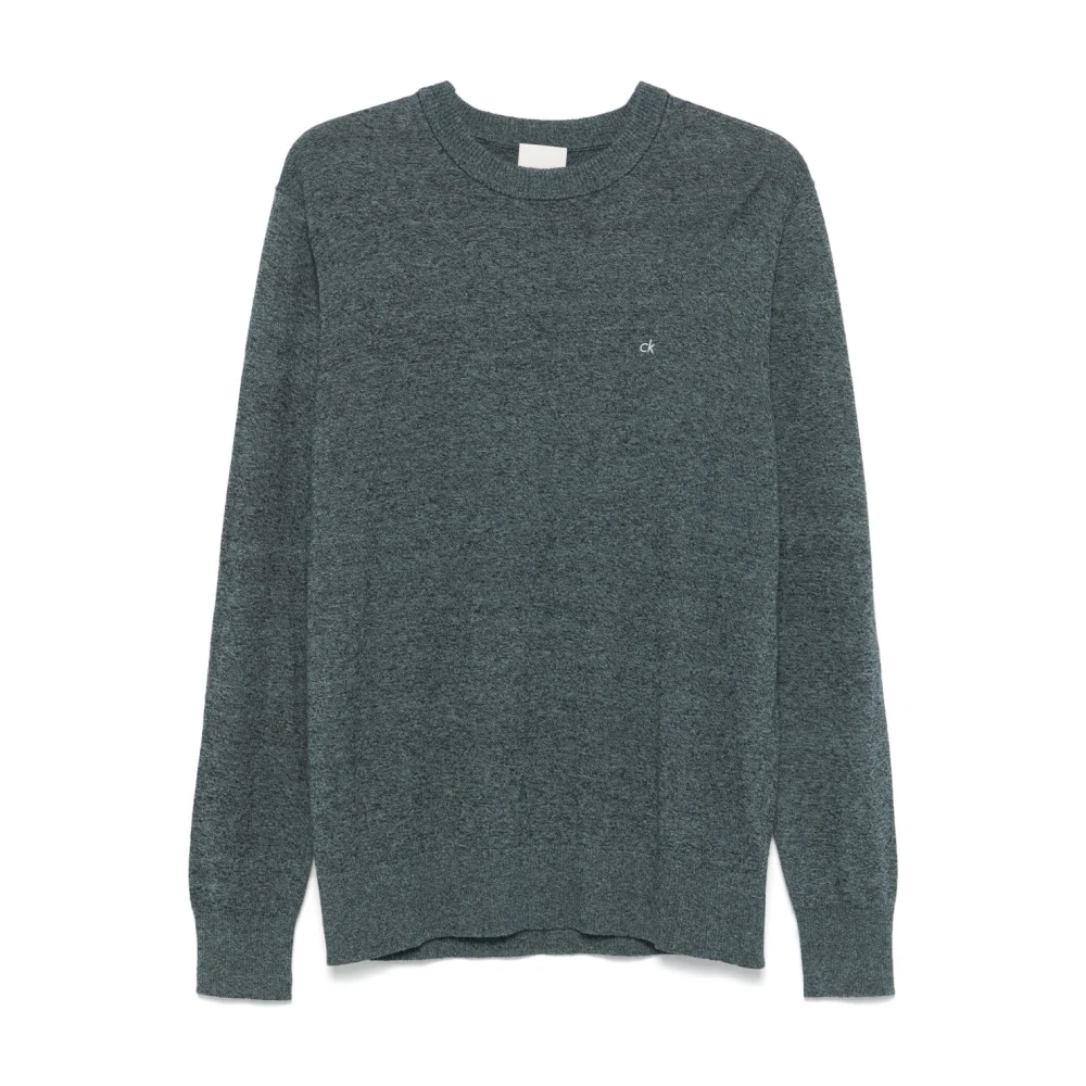 Calvin Klein Blauwe Crew Neck Sweater Geribbeld Blue Heren