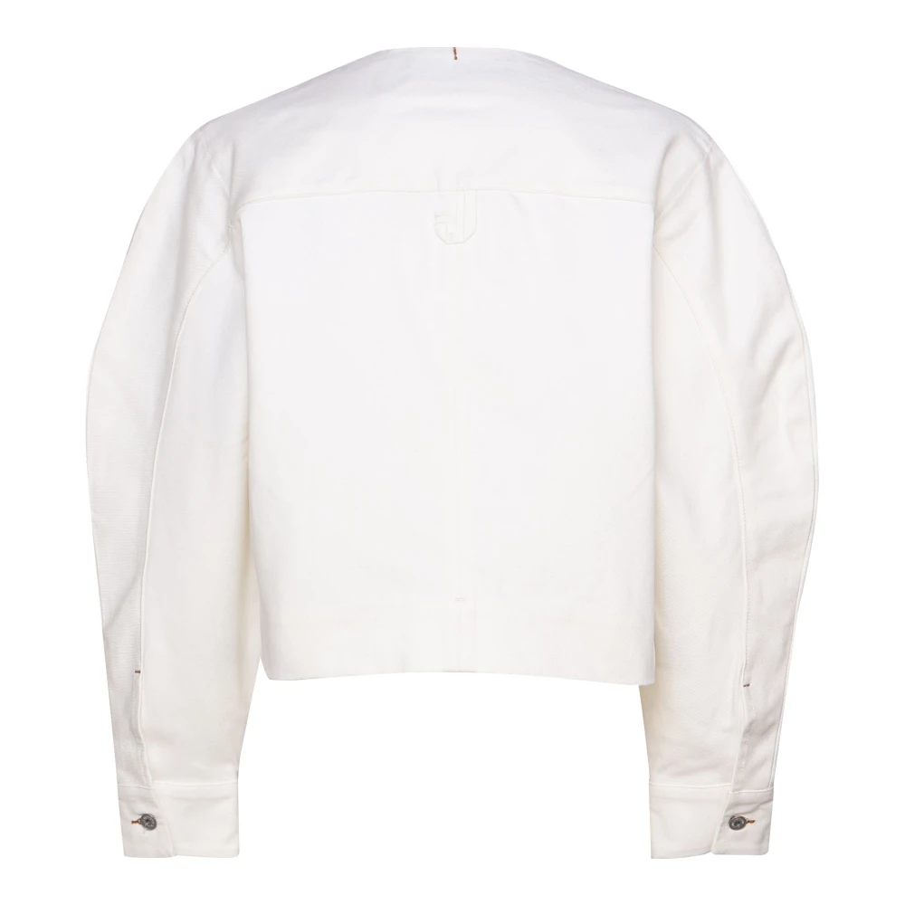 Jacquemus Witte V-hals Ballonmouw Shirt White Heren