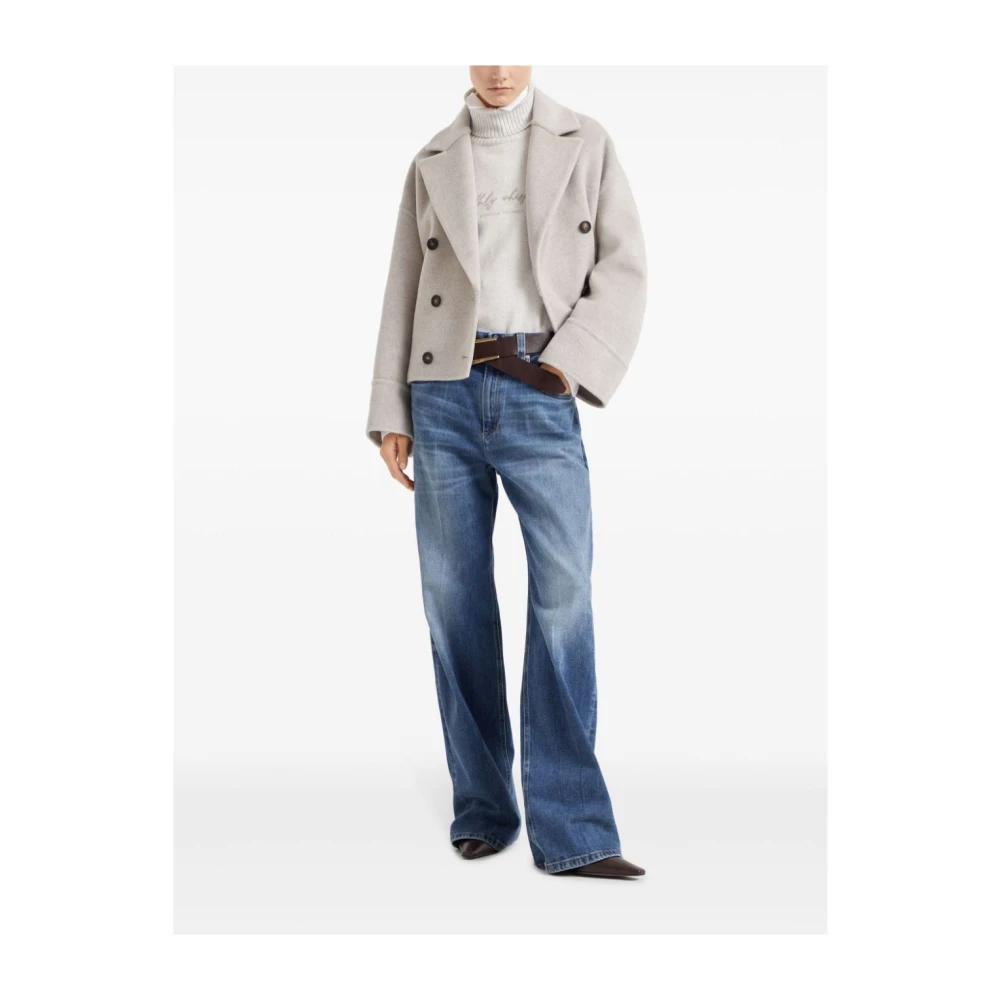 BRUNELLO CUCINELLI Dubbelrijige wol-kasjmierjas Beige Dames