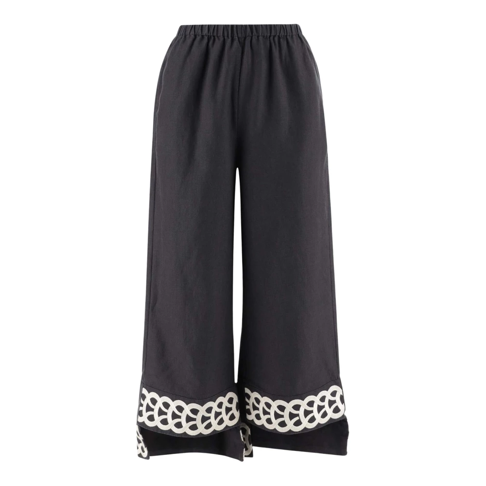 By Malene Birger Linnen broek met borduurwerk By Herenne Birger Black Dames