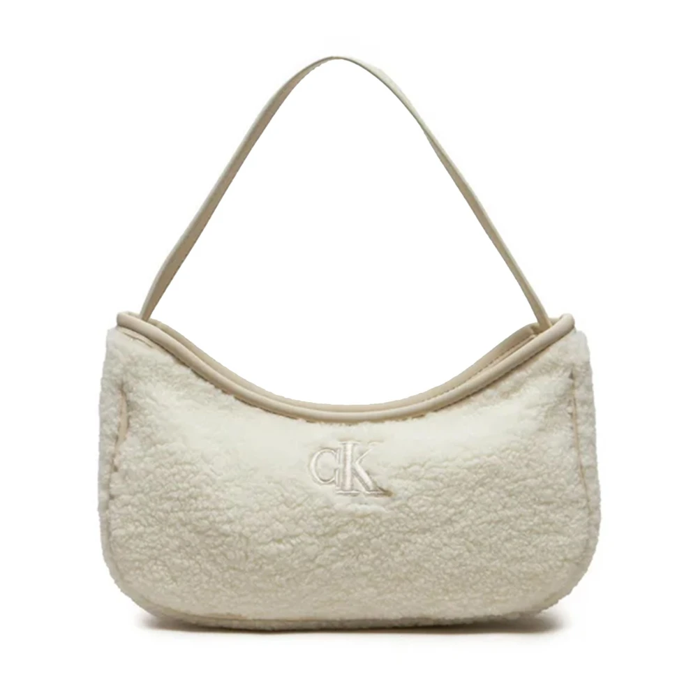 Calvin Klein Jeans Compact Chic Faux Fur Sluiting Tas Beige Dames