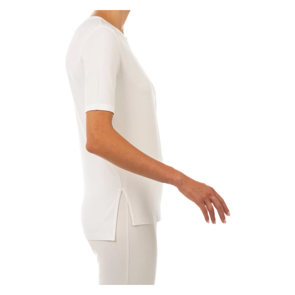 Le Tricot Perugia Witte T-shirt met boothals White Dames