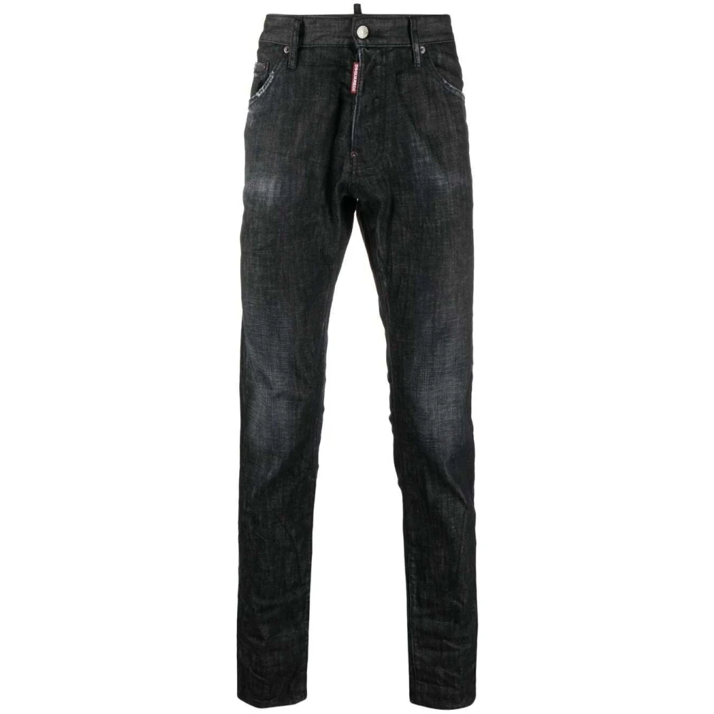 Dsquared2 Svarta Slim-Fit Jeans med Distressed Finish Black, Herr
