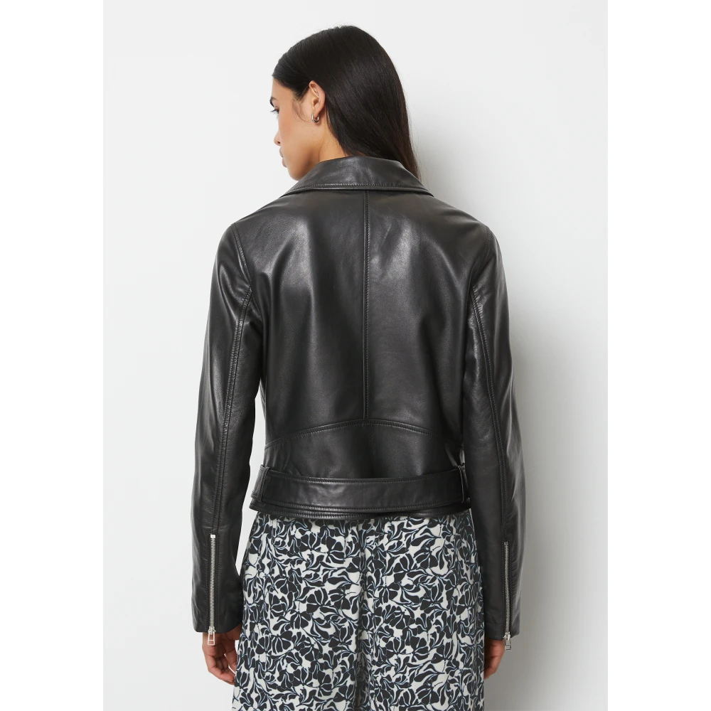 Marc O'Polo Biker leren jas regular Black Dames