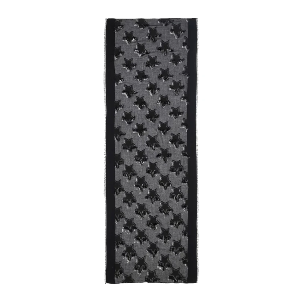 Emporio Armani Zwart Logo Print Sjaal Black Dames