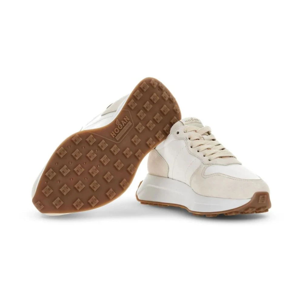 Hogan Witte Sneakers met Suède en Nylon Inzetstukken White Dames