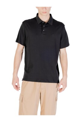 polo-en-coton-noir-avec-boutonniere