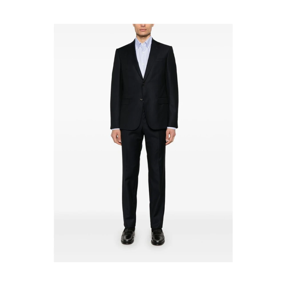 Mazzarelli Blauw Wit Katoenen Knoop-Down Overhemd Blue Heren