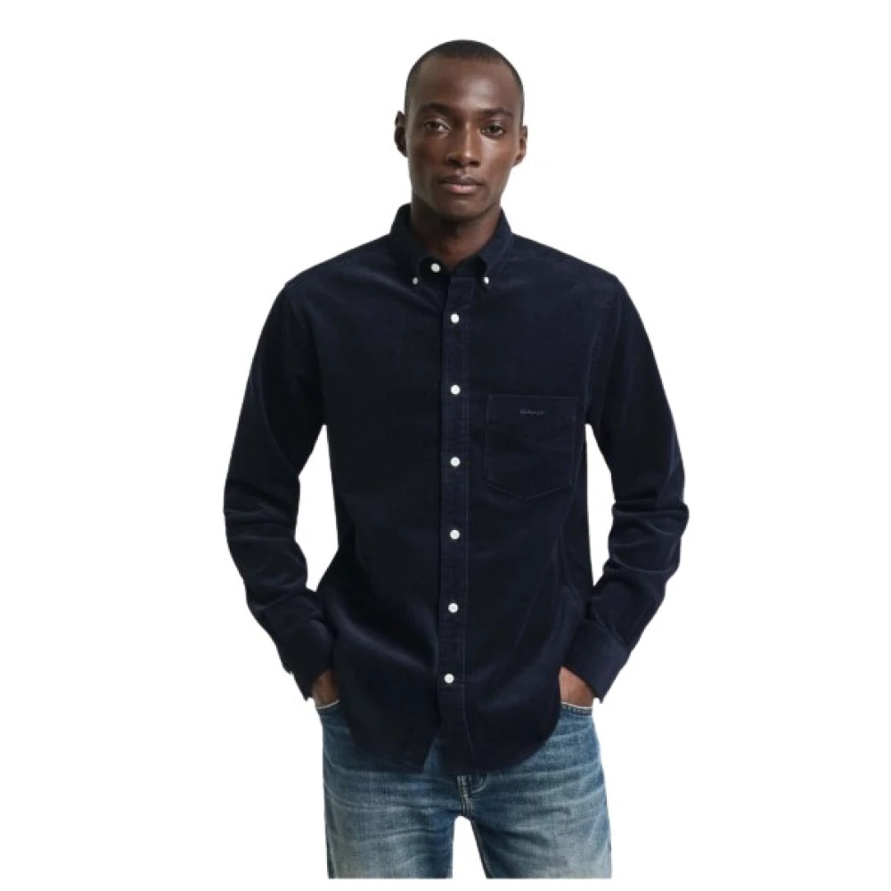 Gant Fluweel Katoen Regular Overhemd Blue Heren