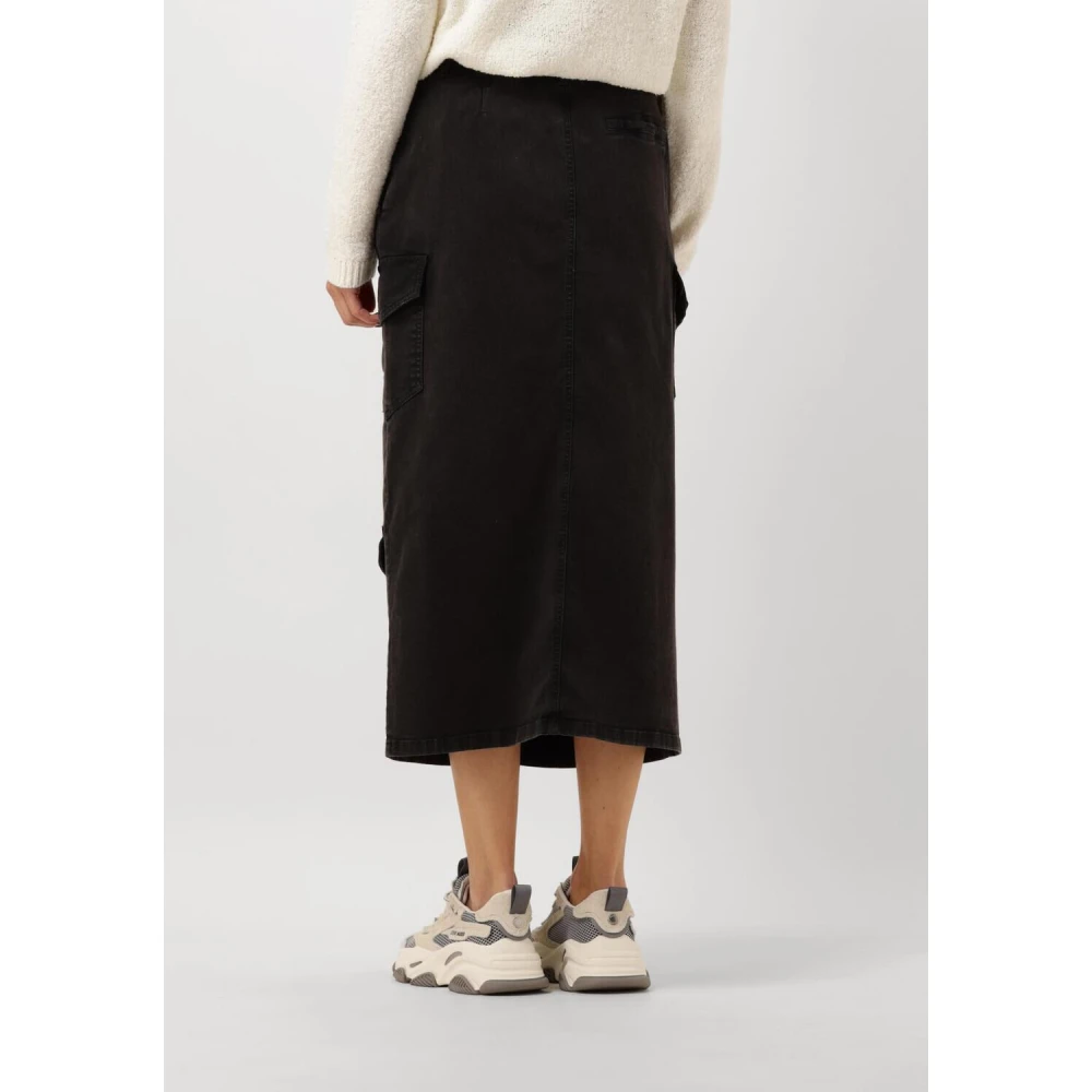 Nukus Veelzijdige Zwarte Midi Rok Black Dames
