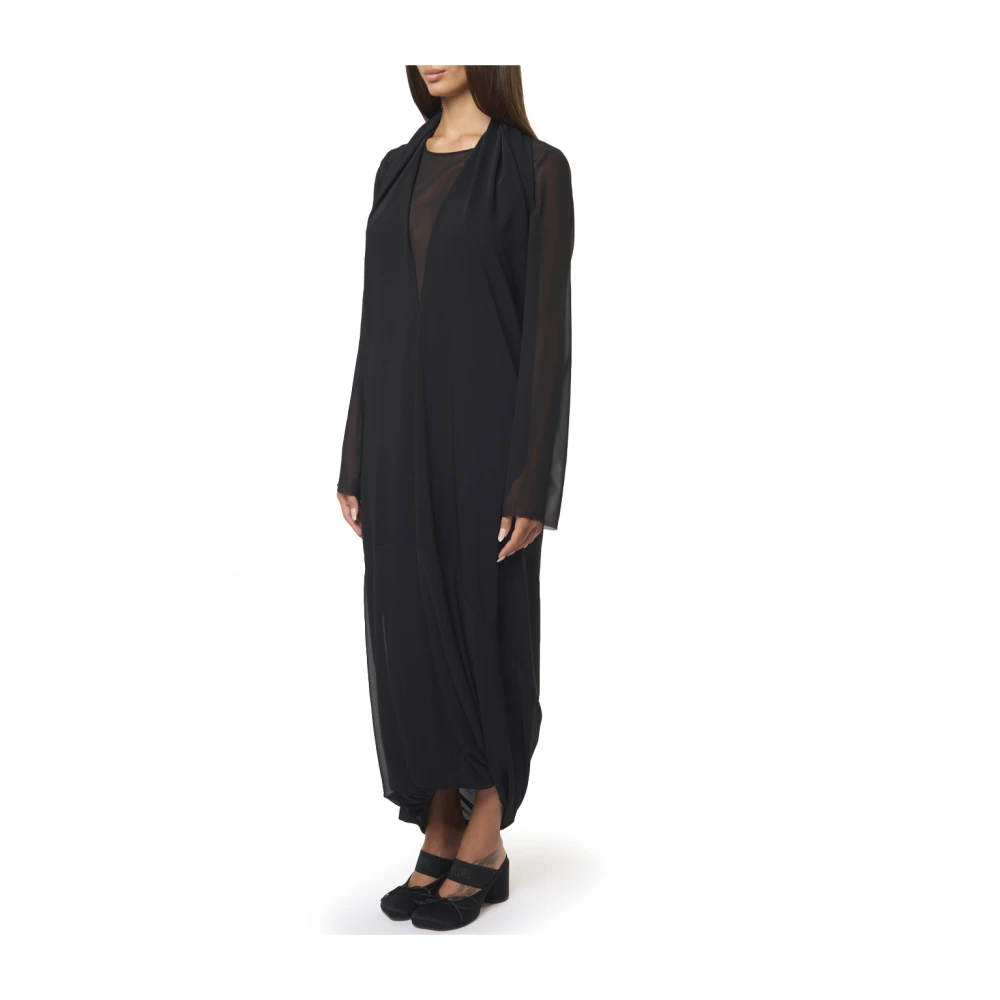 MM6 Maison Margiela Zwarte Maxi Jurk met V-hals Black Dames