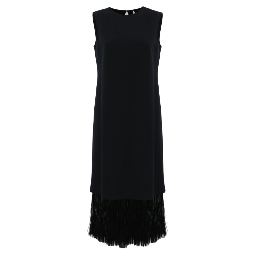 Liviana Conti Blauwe franje crêpe jurk Blue Dames