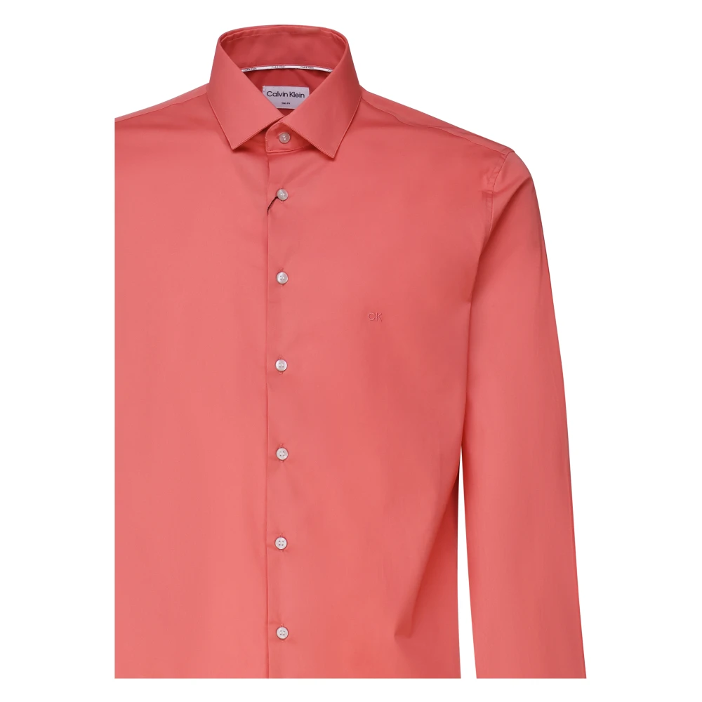 Calvin Klein Katoen Elastaan Shirts Pink Heren