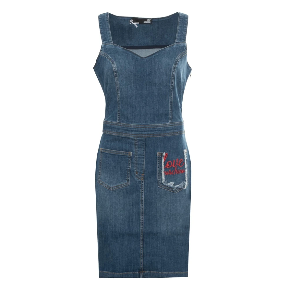 Moschino Logo Ritsjurk voor Moderne Vrouw Blue Dames