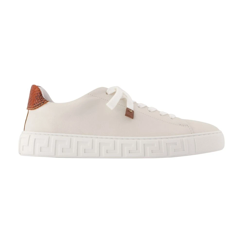 Versace White Sneakers, Male, 8 Uk, Greca Leather Trainers