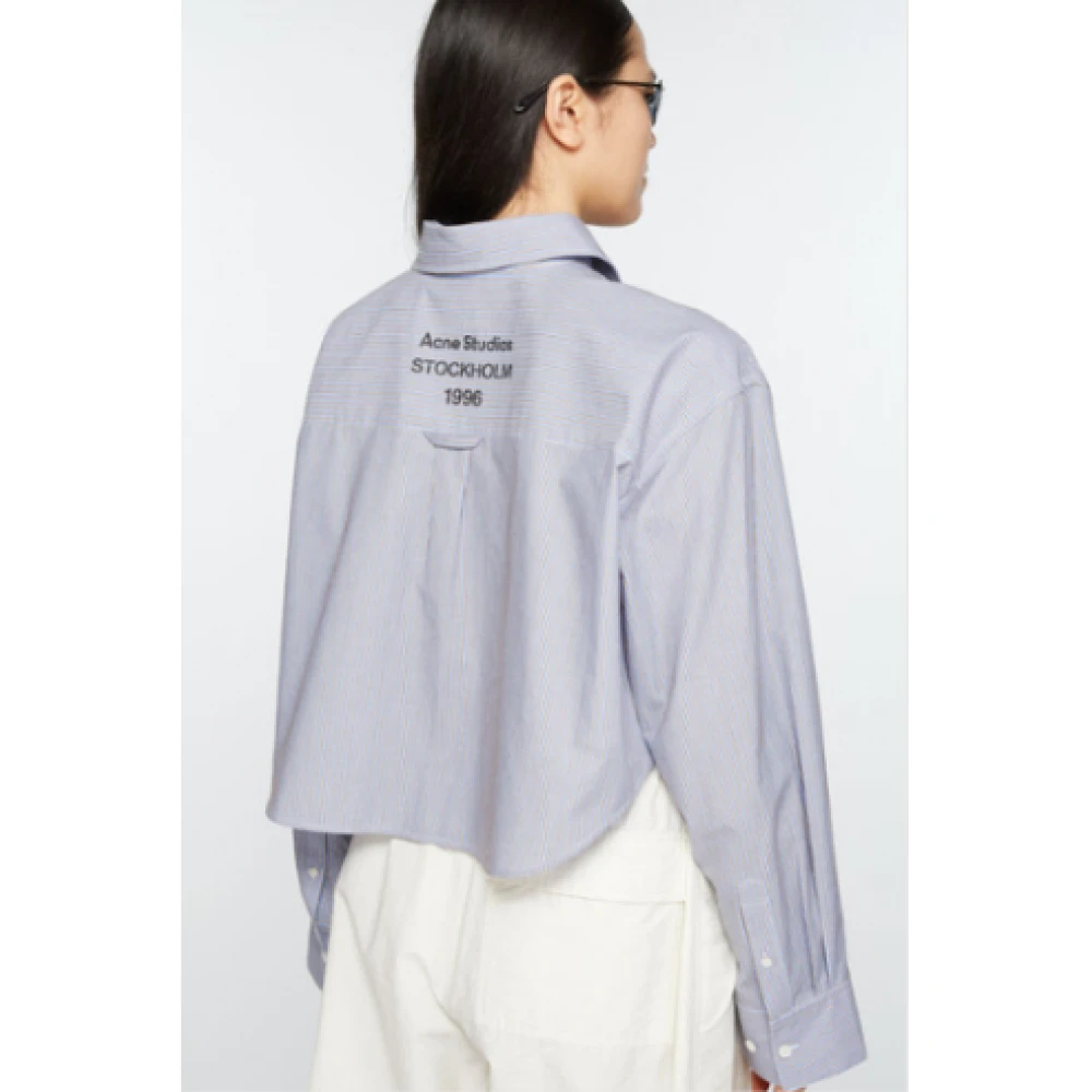 Acne Studios Blauwe Jacquard Overhemd Biologisch Katoen Blue Dames