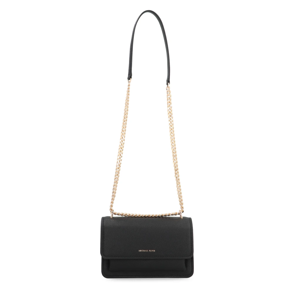 Michael Kors Leren Crossbody Tas met Kettingriem Black Dames