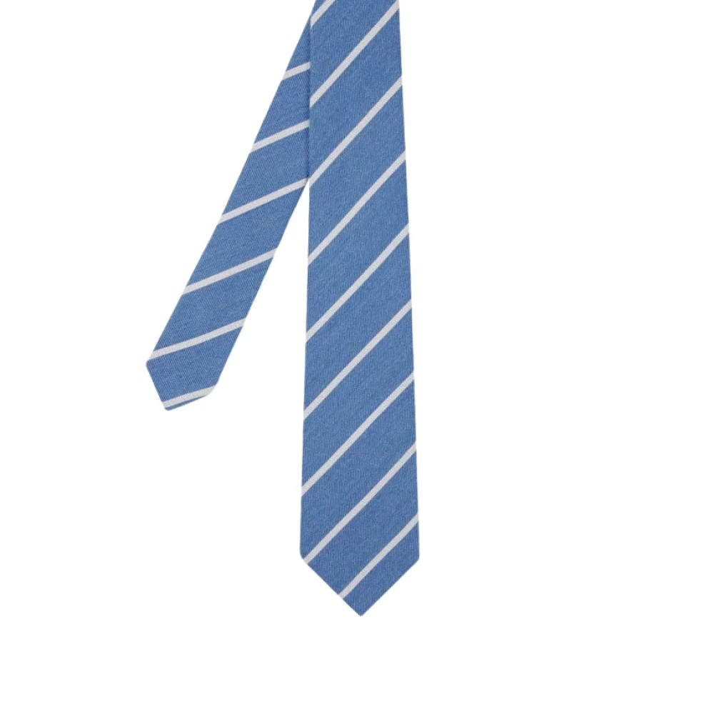 PS By Paul Smith Diagonale Streep Wol-Zijde Stropdas Blauw Blue Heren