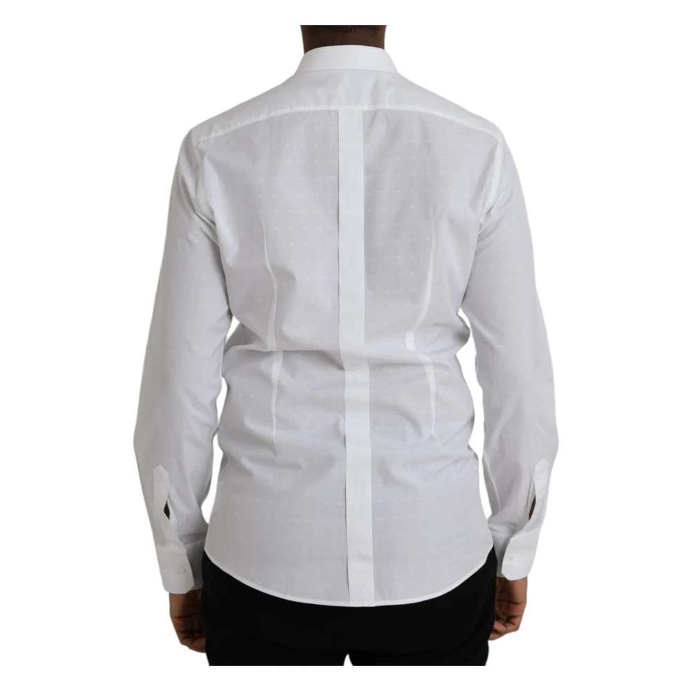Dolce & Gabbana Wit Logo Katoenen Heren Overhemd White Heren