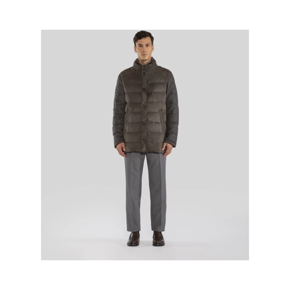 Gimo's Luxe Suède en Stoffen Jas Gray Heren