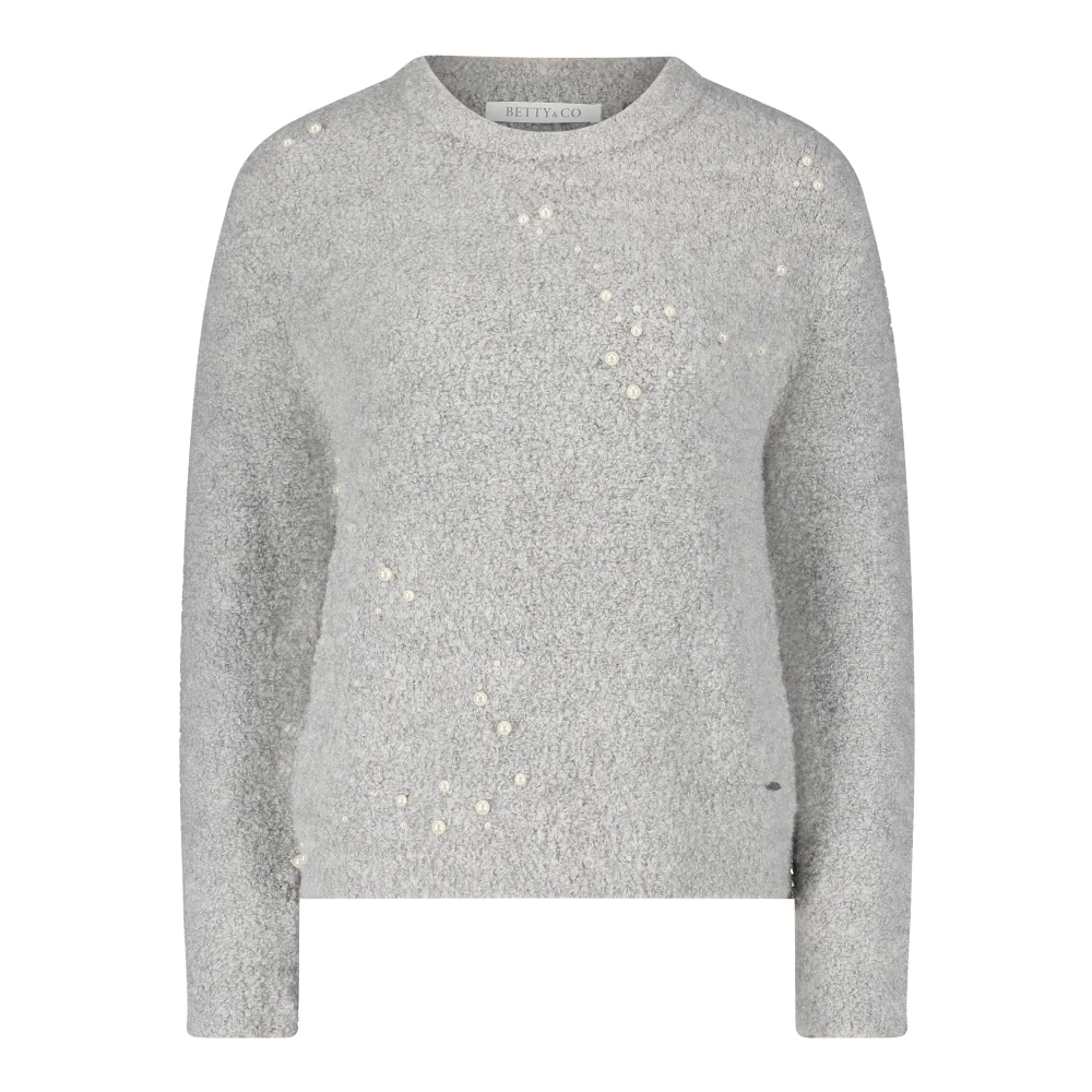 Betty & Co Gebreide trui met parels Gray Dames
