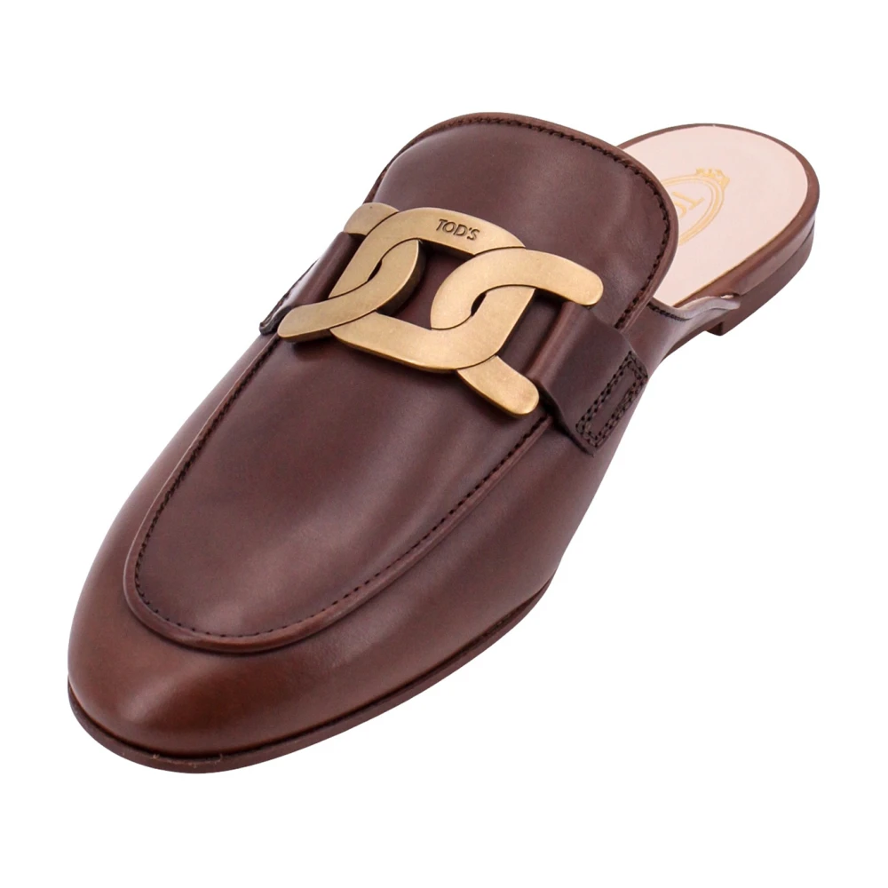 TOD'S Bruine Leren Sandalen met Metalen Detail Brown Dames